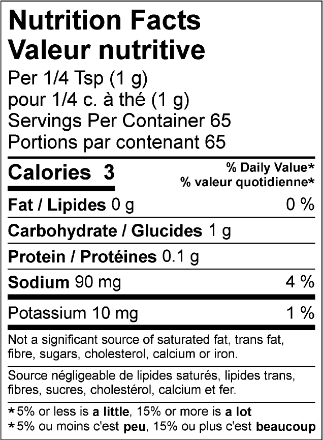 nutrition information