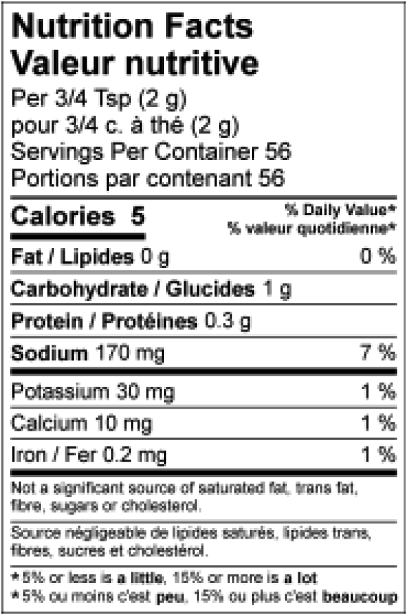 nutrition information