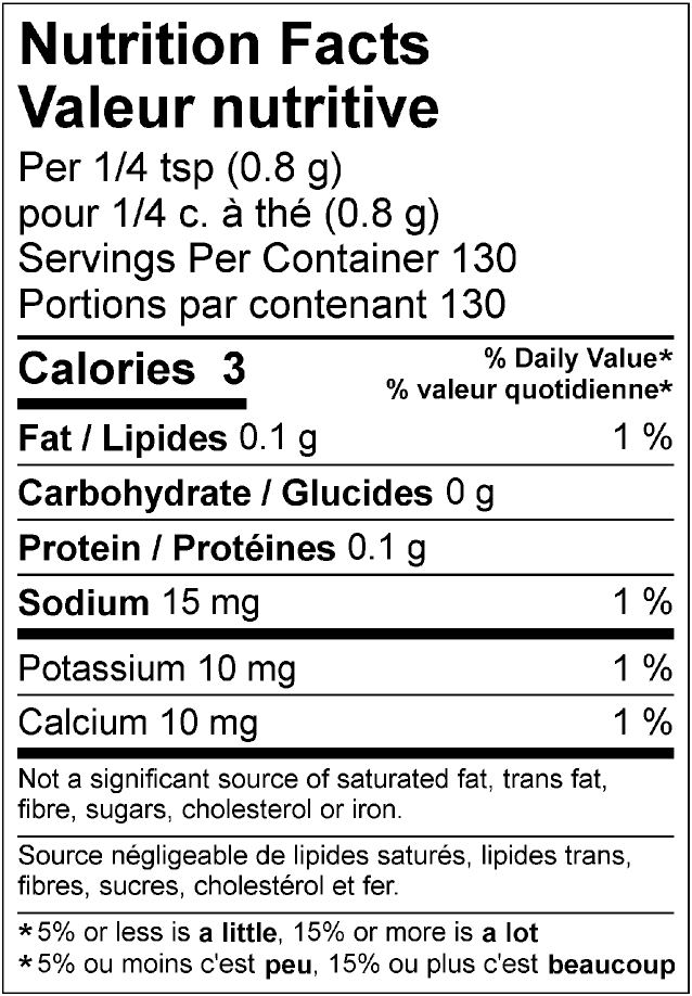 nutrition information