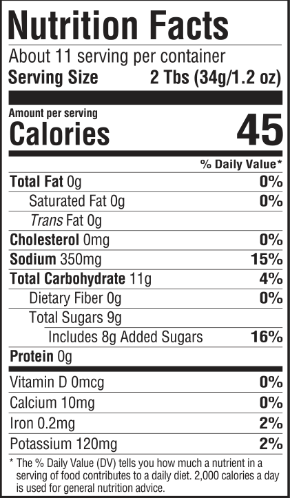 nutrition information