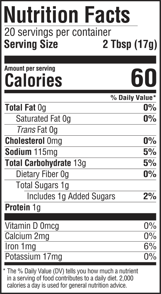 nutrition information