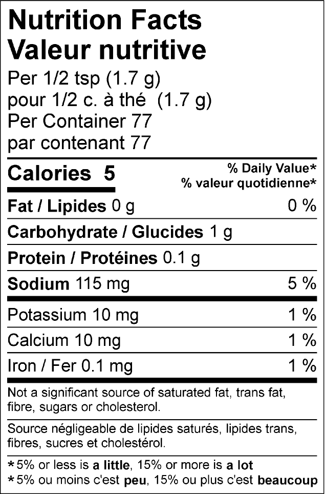 nutrition information