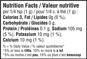 nutrition information