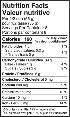 nutrition information
