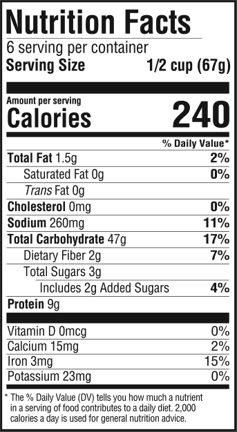 nutrition information