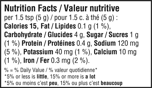 nutrition information