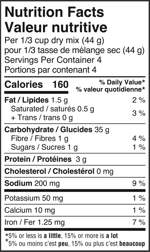 nutrition information