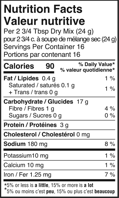 nutrition information
