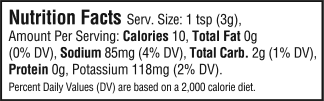 nutrition information