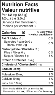 nutrition information