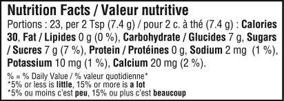 nutrition information