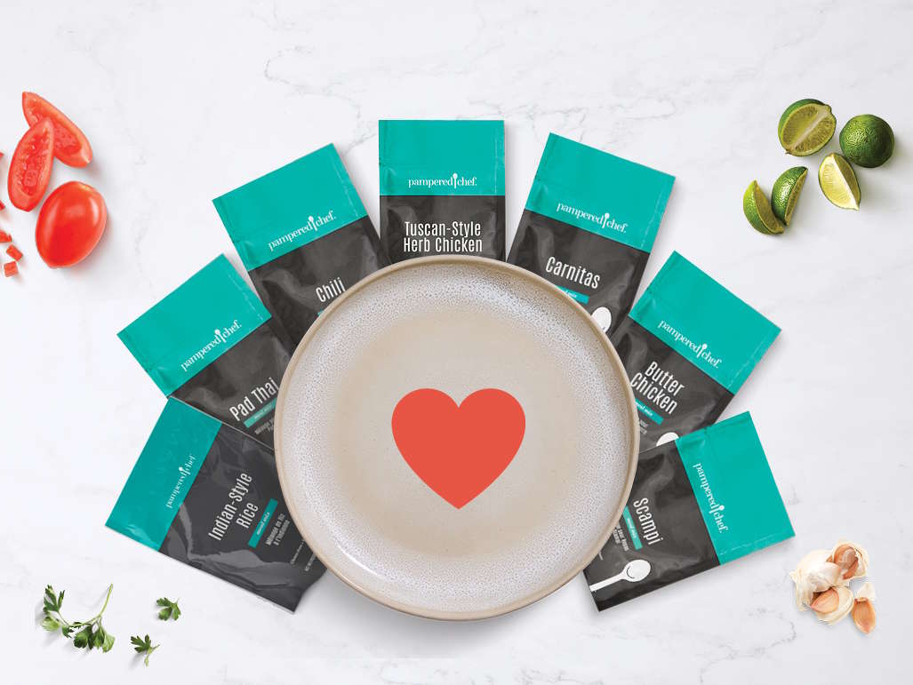 meal mixes around a plate with a heart transposed over it