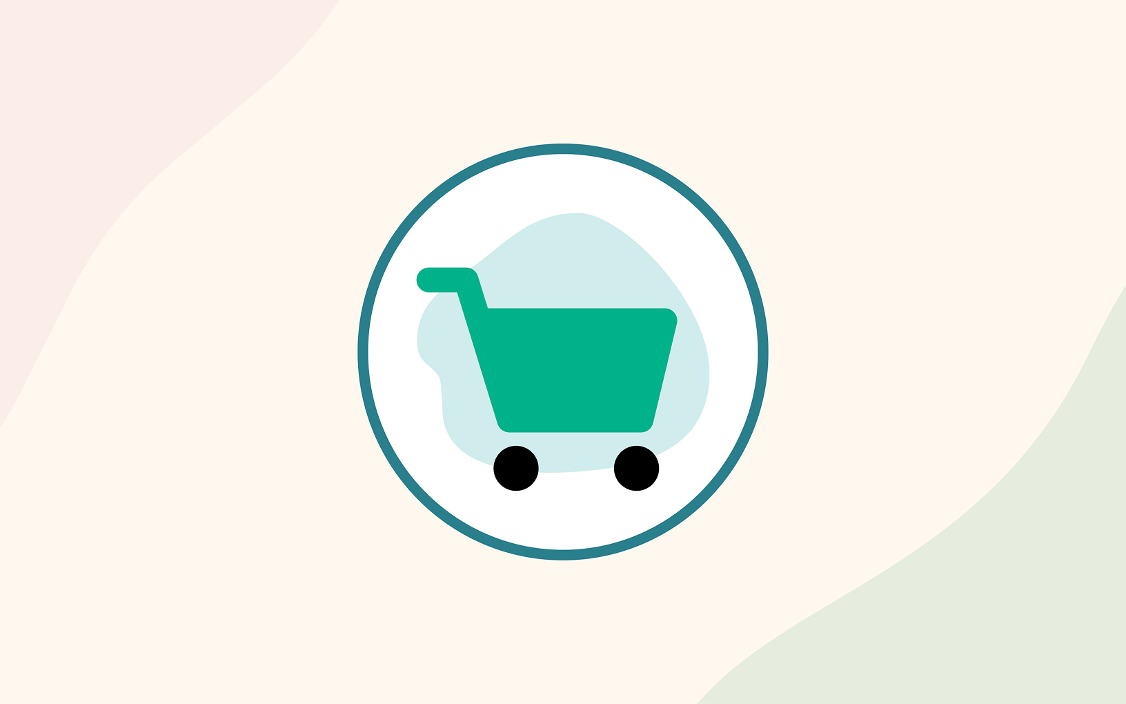 A teal cart with a teal circle around it.