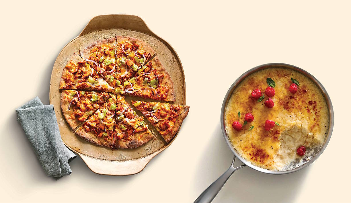 Pizza on stoneware