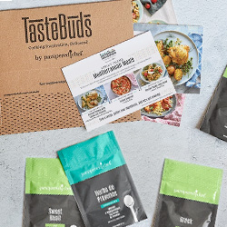 TasteBuds packets, envelope, and recipe cards